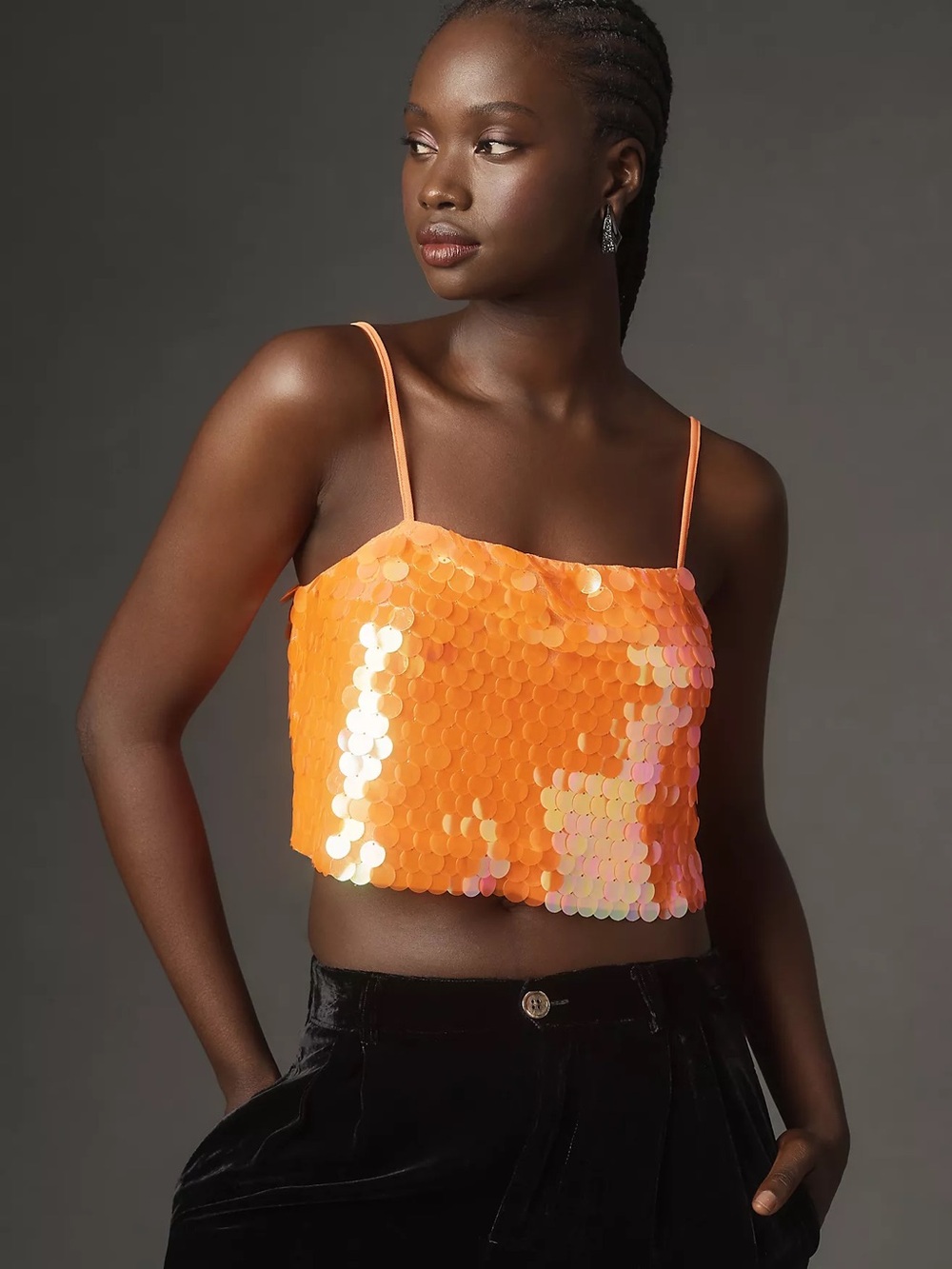 By Anthropologie Neon Sequin Crop Tank